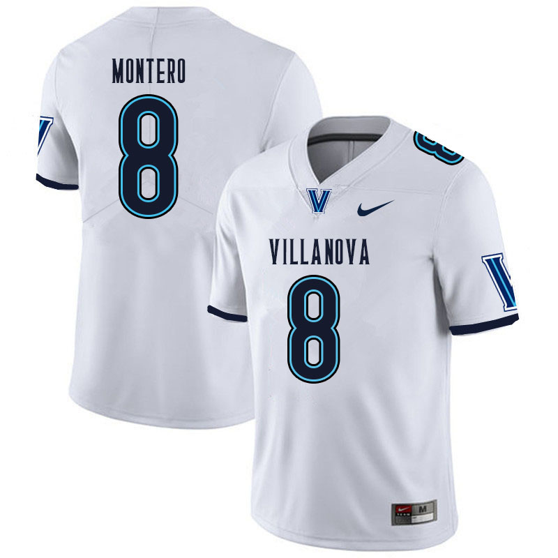 Men #8 Antonio Montero Villanova Wildcats College Football Jerseys Sale-White - Click Image to Close